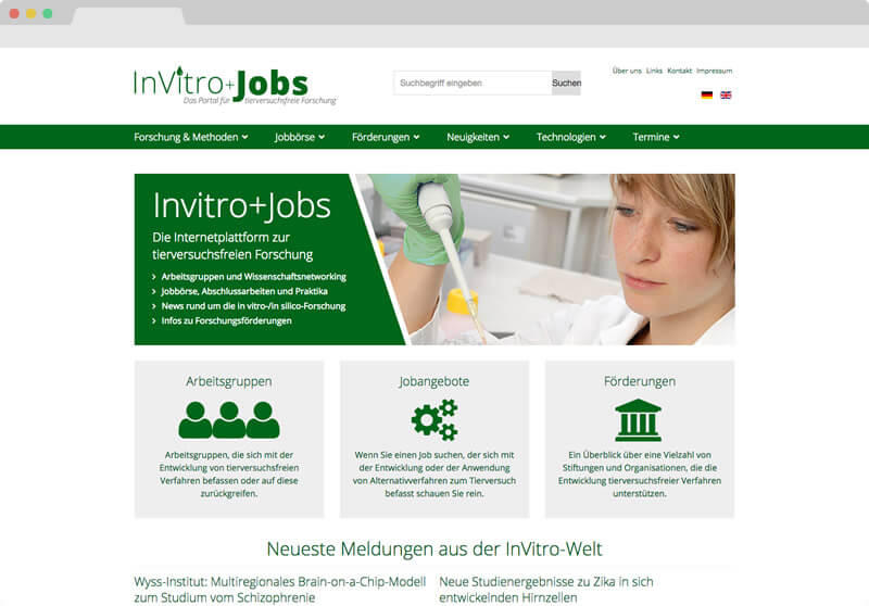Screendesign Invitro+Jobs